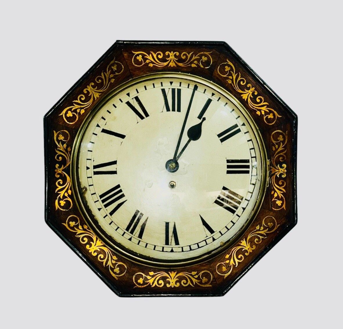 Camerer Cuss & Co Fussee Wall Clock Rosewood And Brass Inlay