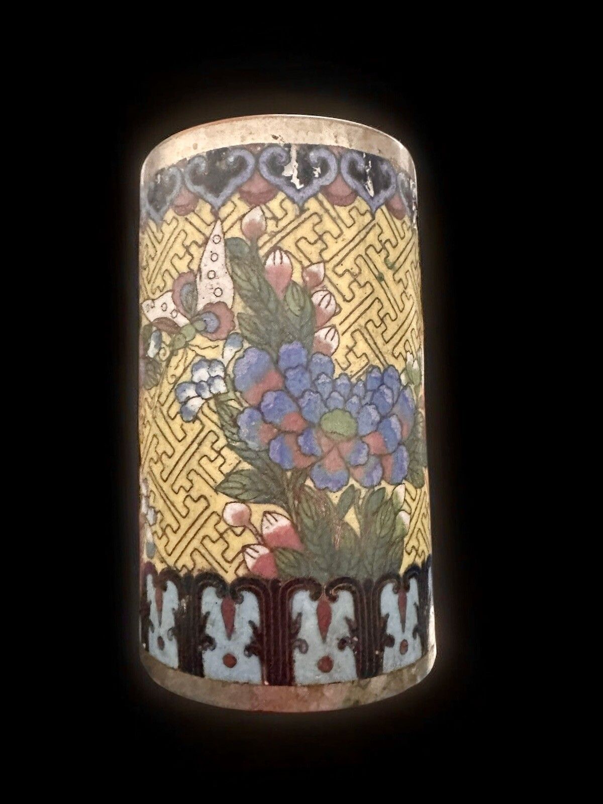 Oriental  Cloisonné On Paktong Enamel Brush Pot 19th Century Height 12cm photo Home Decor