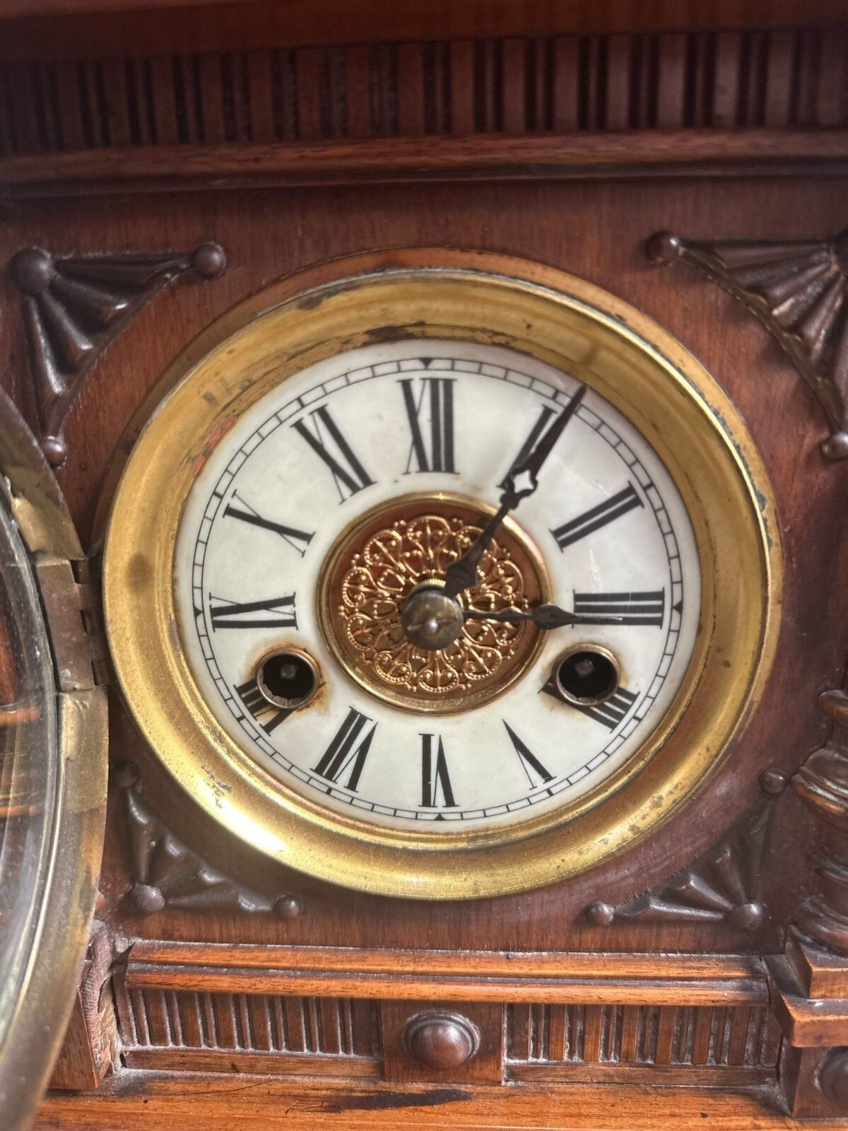 A Late 19th Century German Walnut Finial Mantle Clock Hac Gorgeous photo buy
