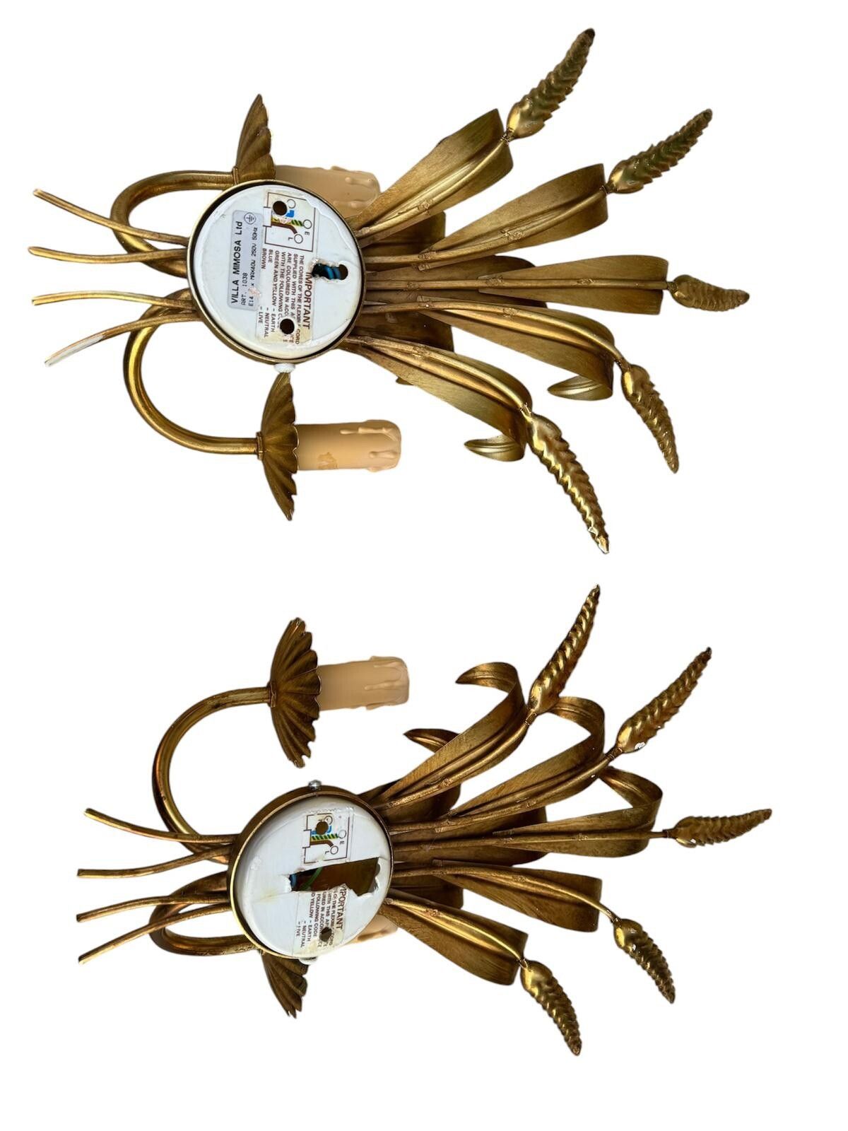 Pair Of Italian Mid Century Gilt Metal Wheatsheaf Wall Light photo for sale
