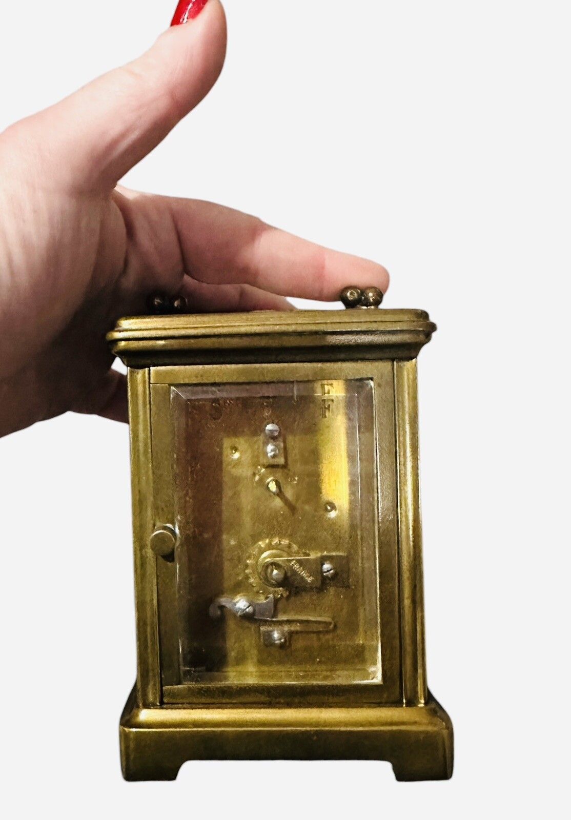 Antique Victorian Quality French Brass Carriage Clock  Working  Original Case photo for sale