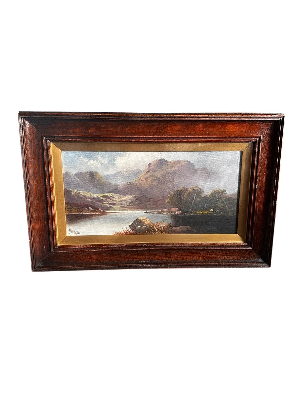 J H Boel 1910 Scottish Landscape Oil Painting Loch And Mountains Scene photo furniture
