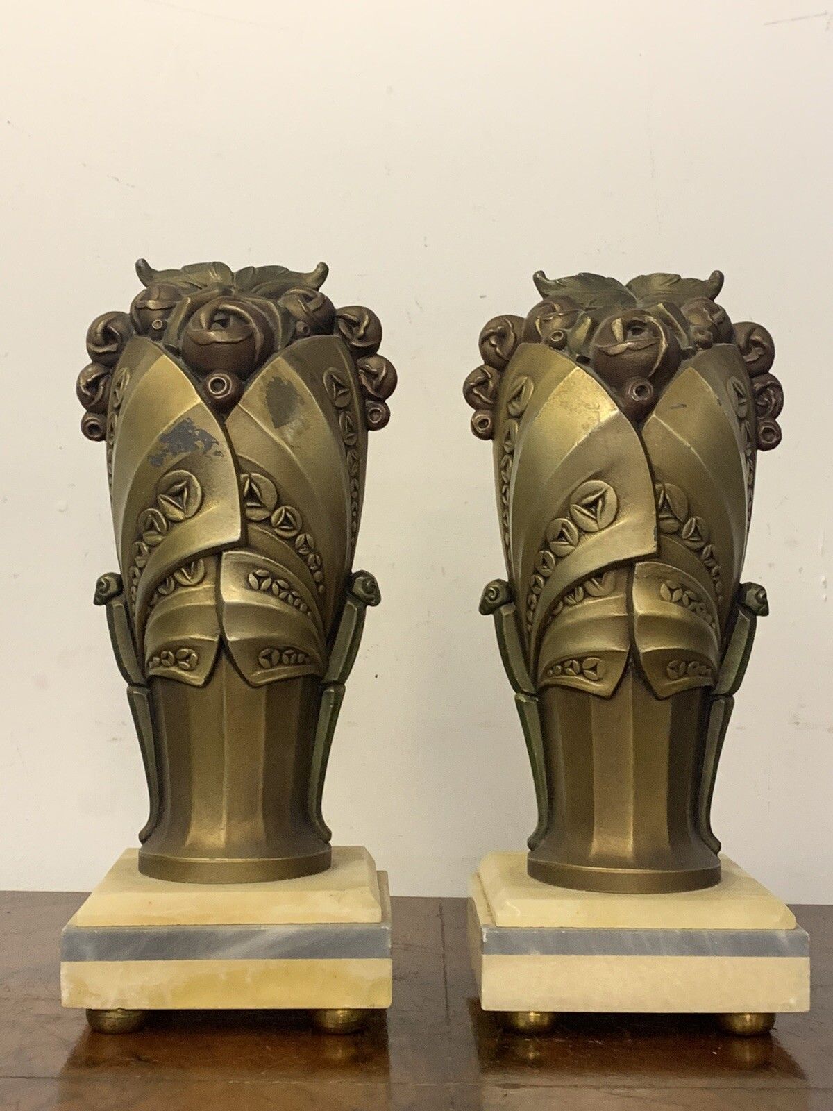 Pair Of Gorgeous Art Deco French Garniture Sculptures   Marble Bases photo furniture