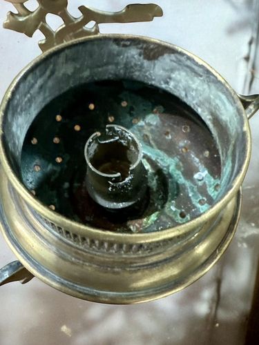 19th C Gothic Revival Baroque Six Arm Large Chandelier Heavy Brass photo for sale