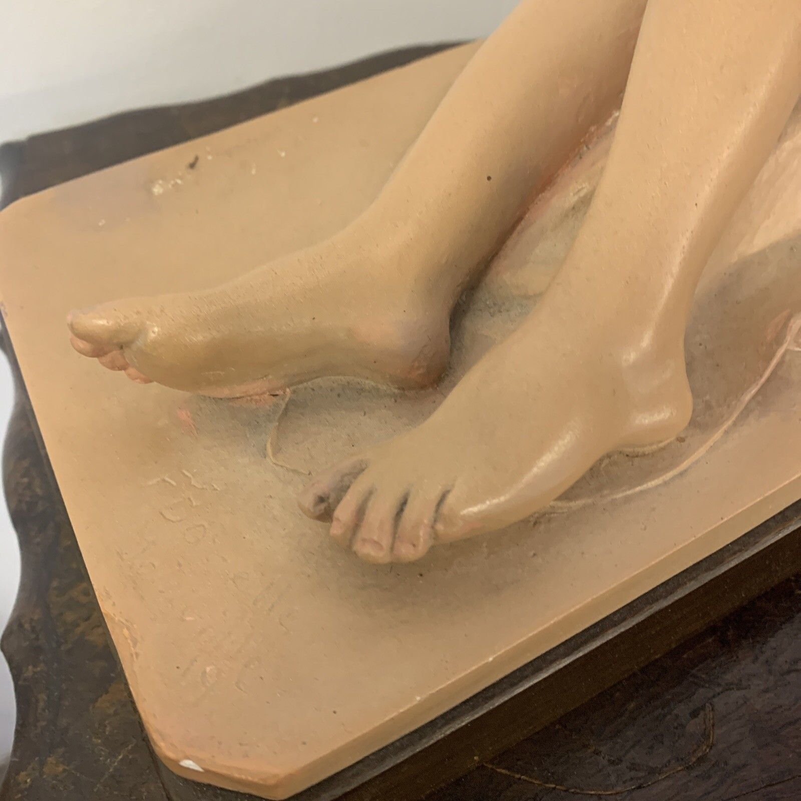 Original Art Deco Large Patina Painted Plaster Sculpture Signed By Artist photo 165.0