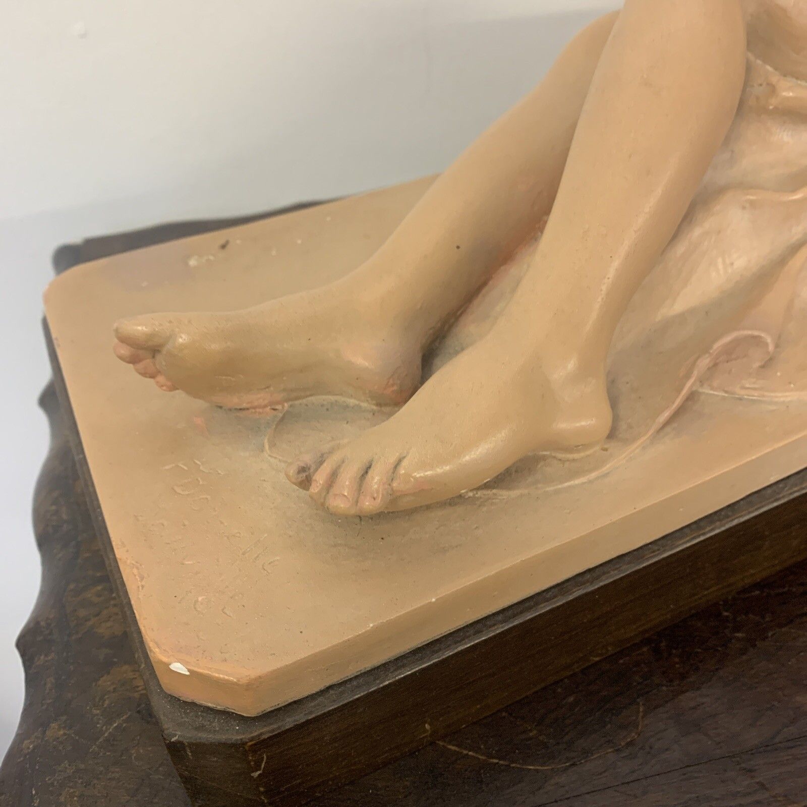 Original Art Deco Large Patina Painted Plaster Sculpture Signed By Artist photo vinterior