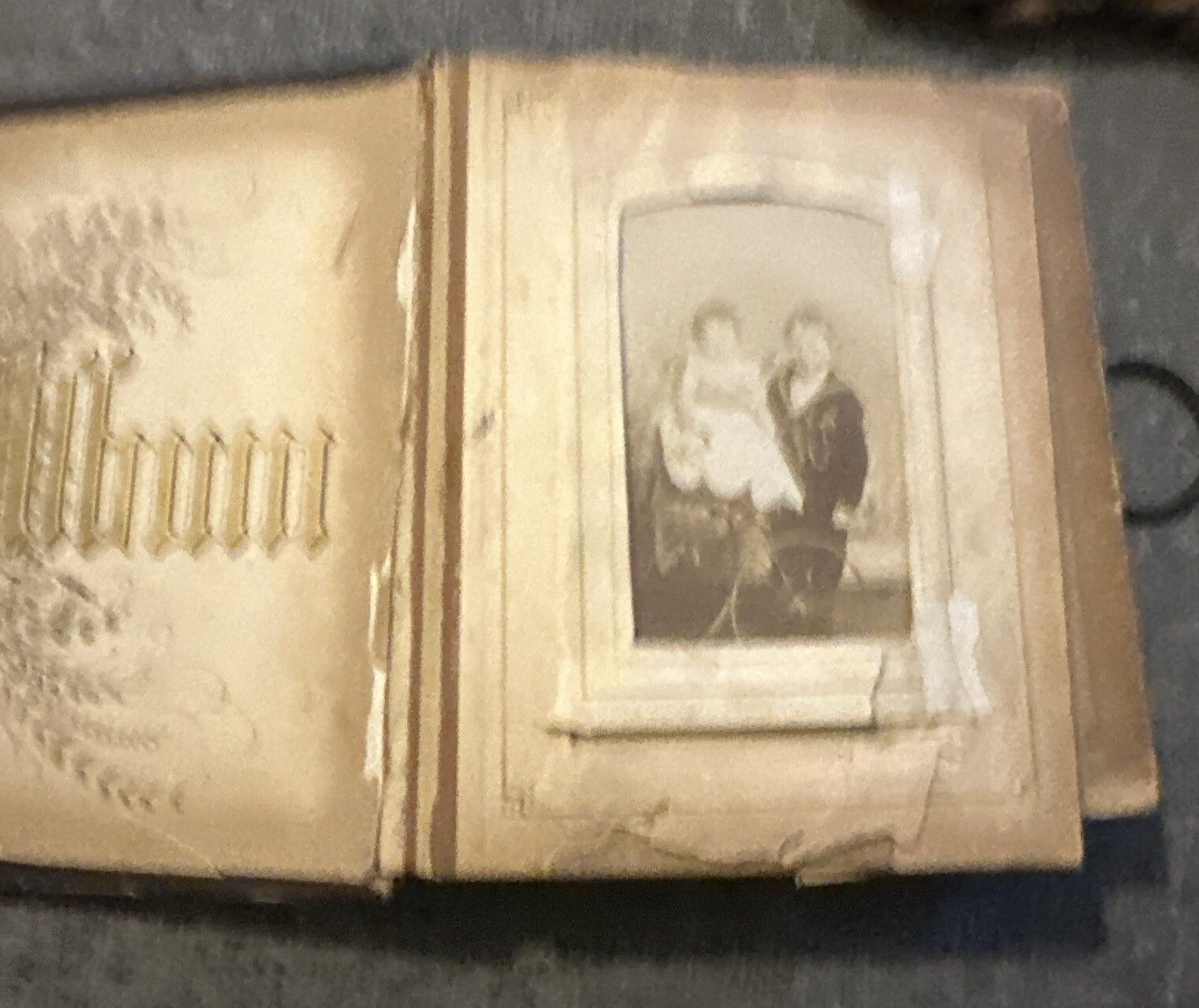 Antique Victorian Photograph Album Tooled Leather photo Art