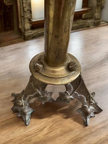 Pair Of 19th Century Bachelet Paris Pricket Alter Church Candle Sticks C1860 photo furniture