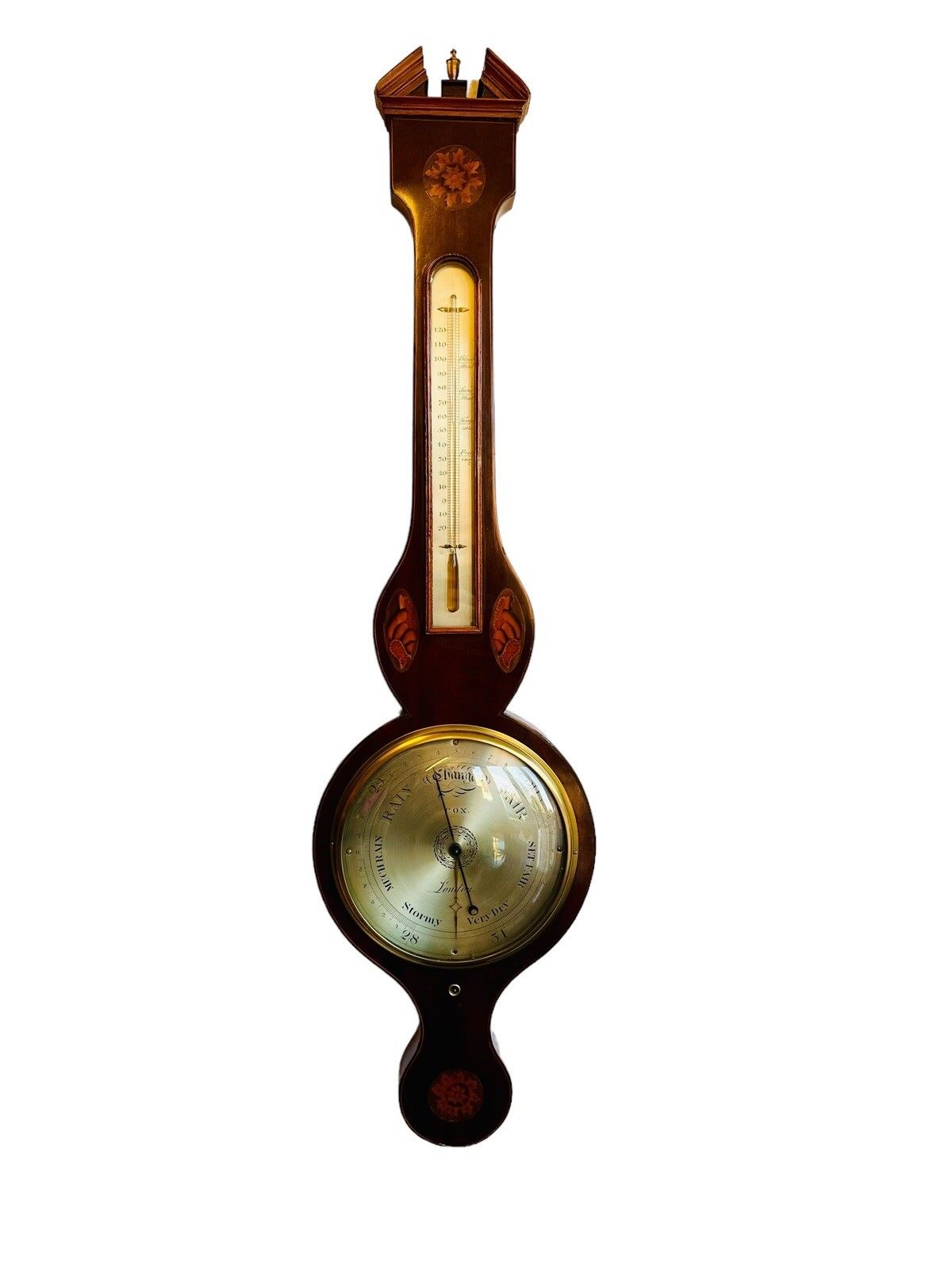 Antique Fine Frederick Cox London Banjo Wheel Barometer