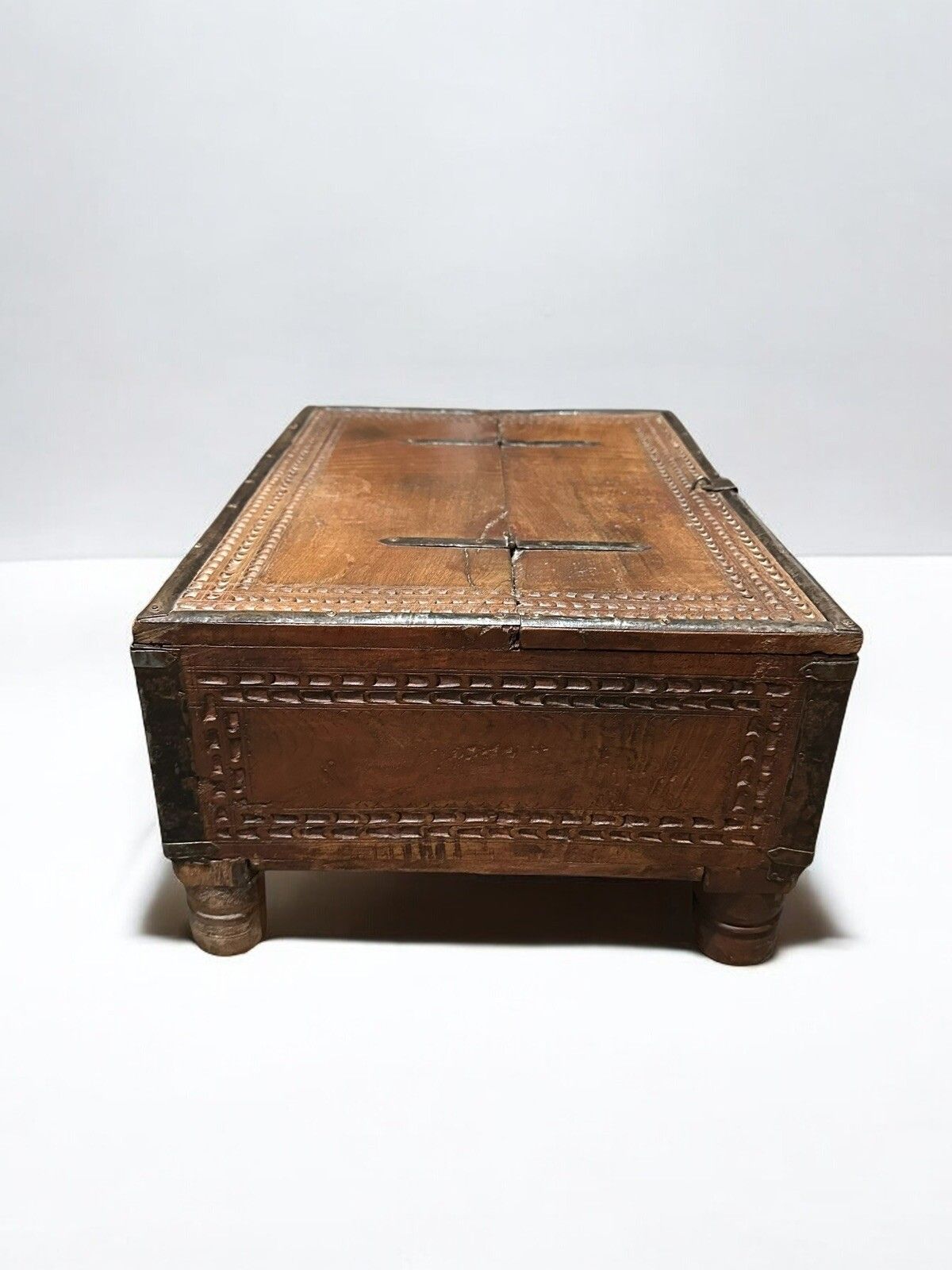 Anglo Indian Carved Wood Dowry Chest photo 195.0