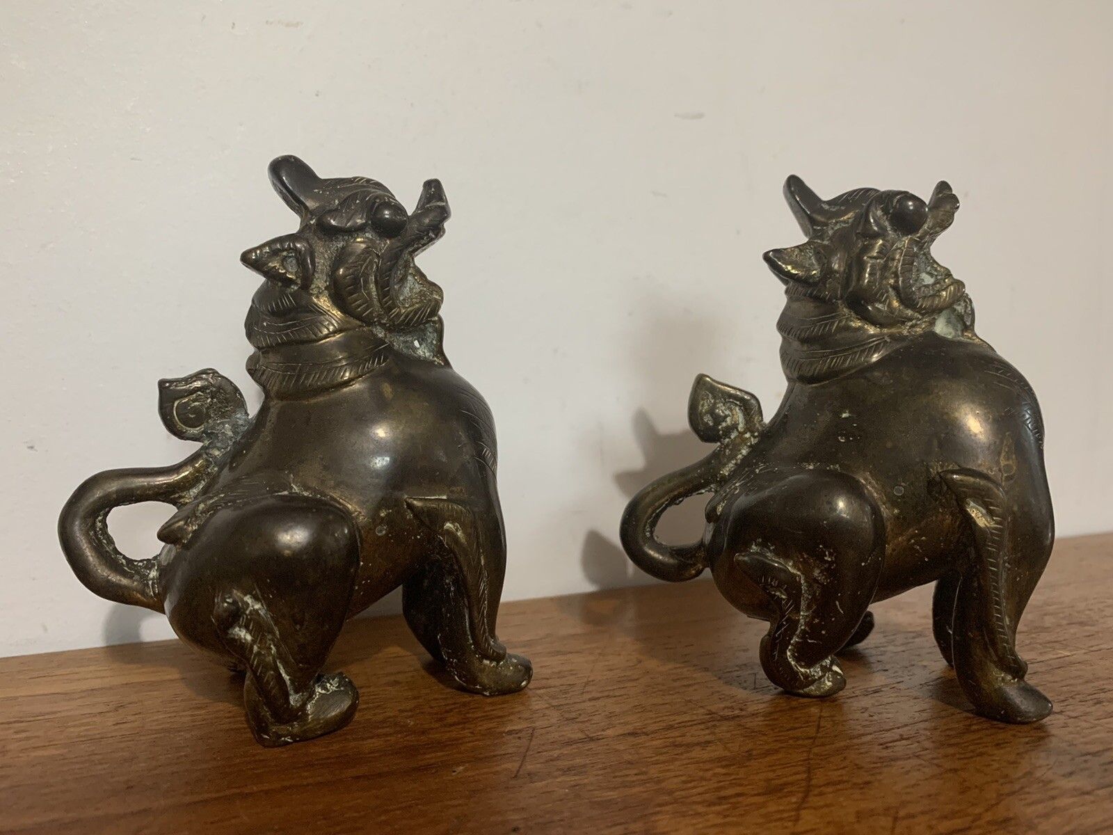 Superb Antique 19th Century Bronze Oriental Pair Of Dogs Of Foe photo buy