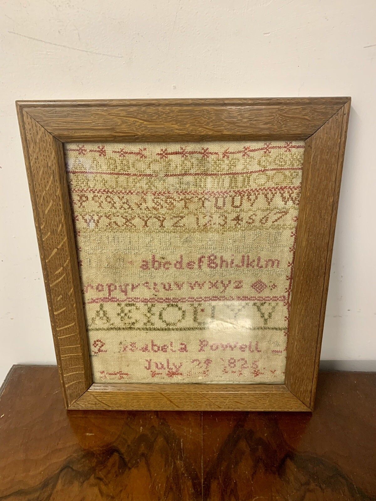 Antique Georgian Embroidery Picture, Sampler 1825