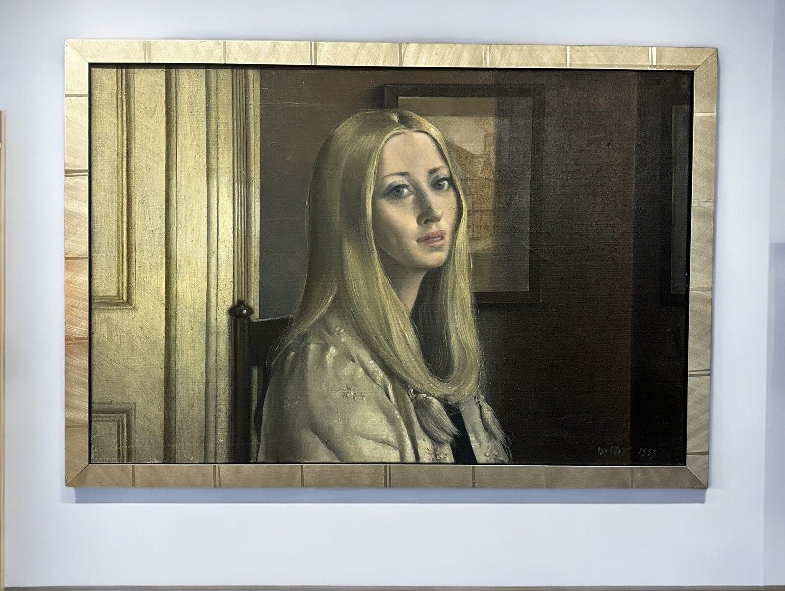 Original Oil Painting On Canvas Of A Beautiful Lady Portrait Signed 82 By 46cm photo furniture