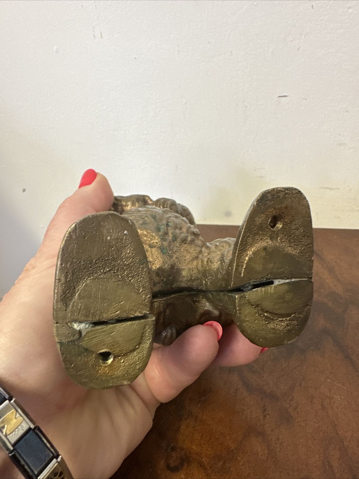Antique Heavy Cast Brass Bear Figure Statute  C. 1910 820 Grams photo vinterior