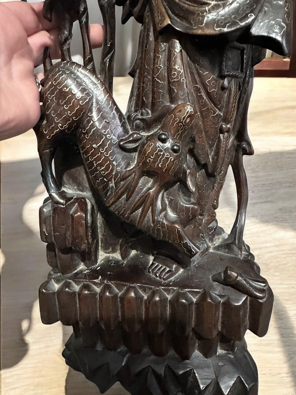 Hand Carved Wood And Polychrome, China, Early 20th Century, Asian Art Figure 17” photo buy