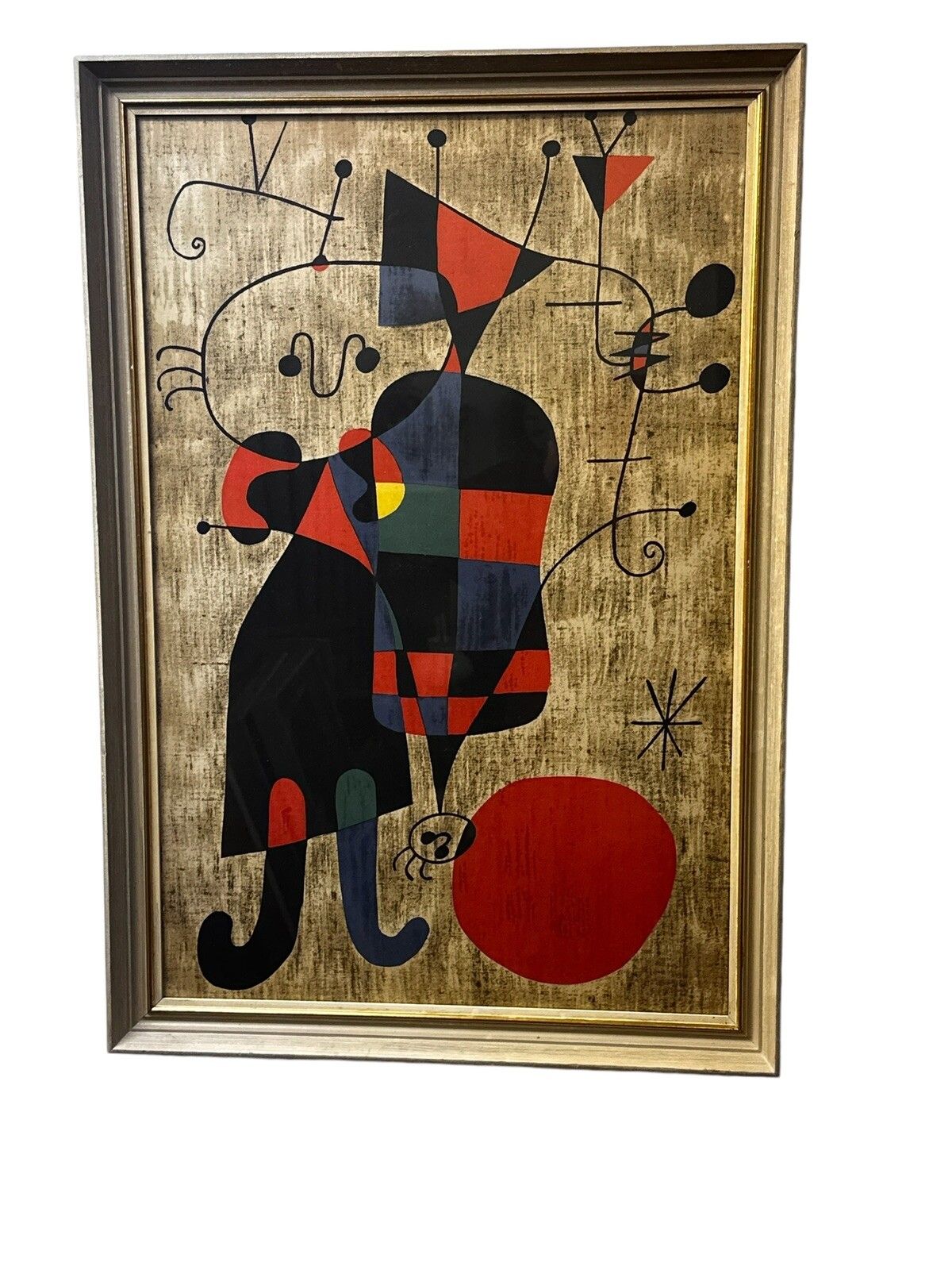 Joan Miro’s Figures And Dog In Front Of The Sun Lithograph photo furniture