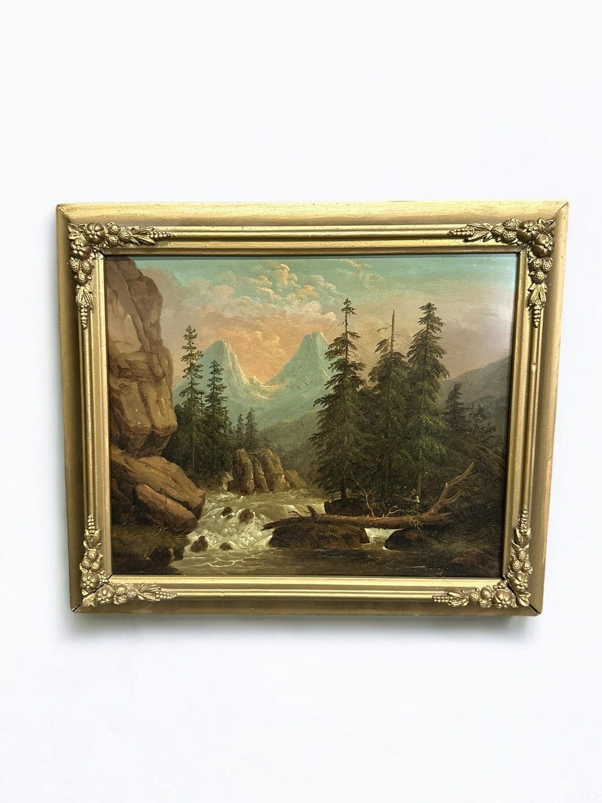 Antique Pair Of Prints Landscape Scenes 32cm By 28cm photo Art