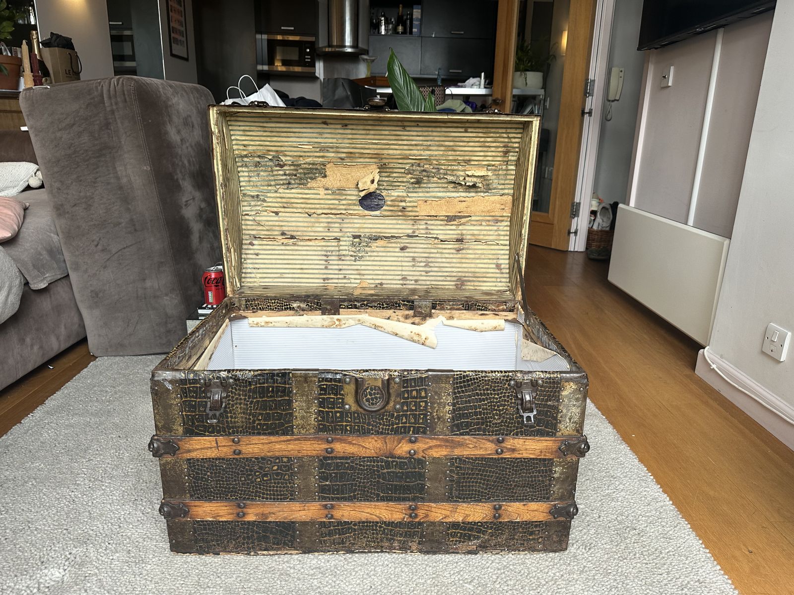 Furniture Victorian Steamer Trunk – Dome Top, Faux Crocodile Skin photo