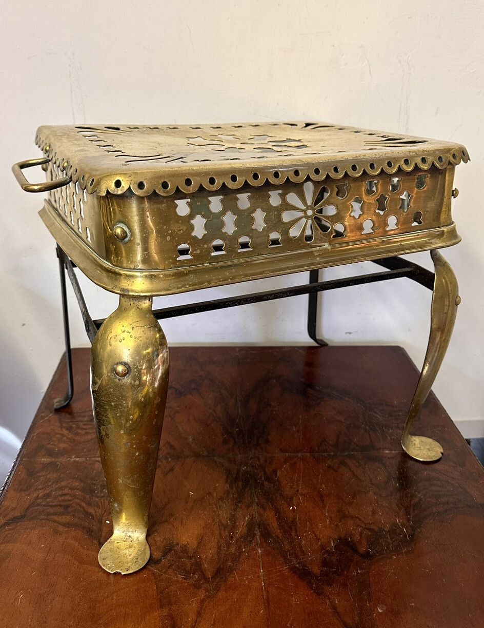Antique English Victorian Brass & Steel Footman photo furniture