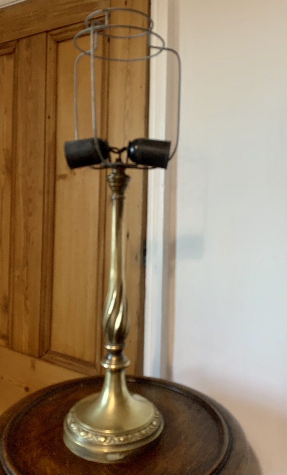 Antique Edwardian Stunning Brass Table Lamp With Original Shade￼ Tassel Shade photo 114.0