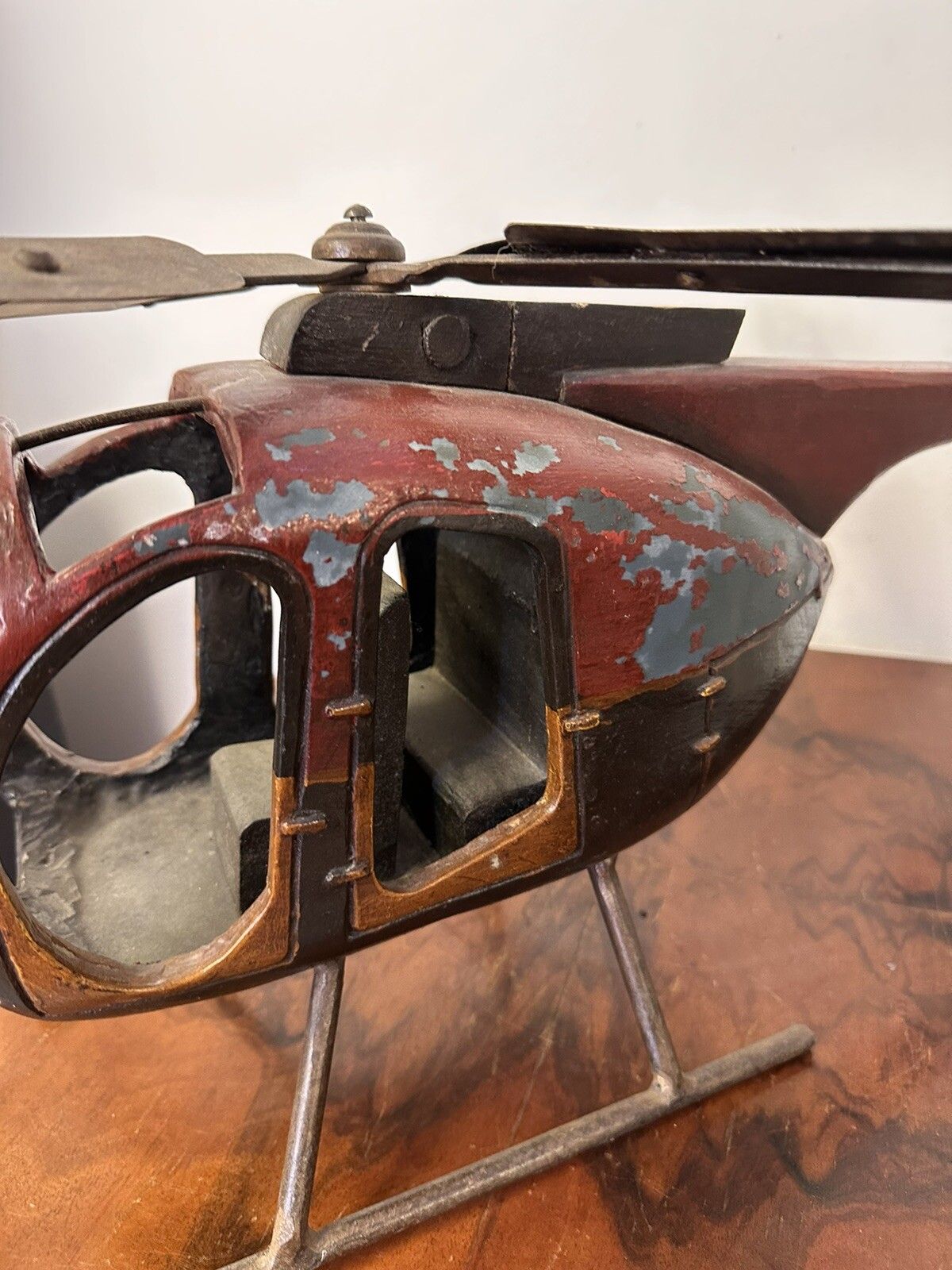 Antique Large Vintage C 1950’s 60’s Wooden Large Helicopter Model 2ft photo furniture