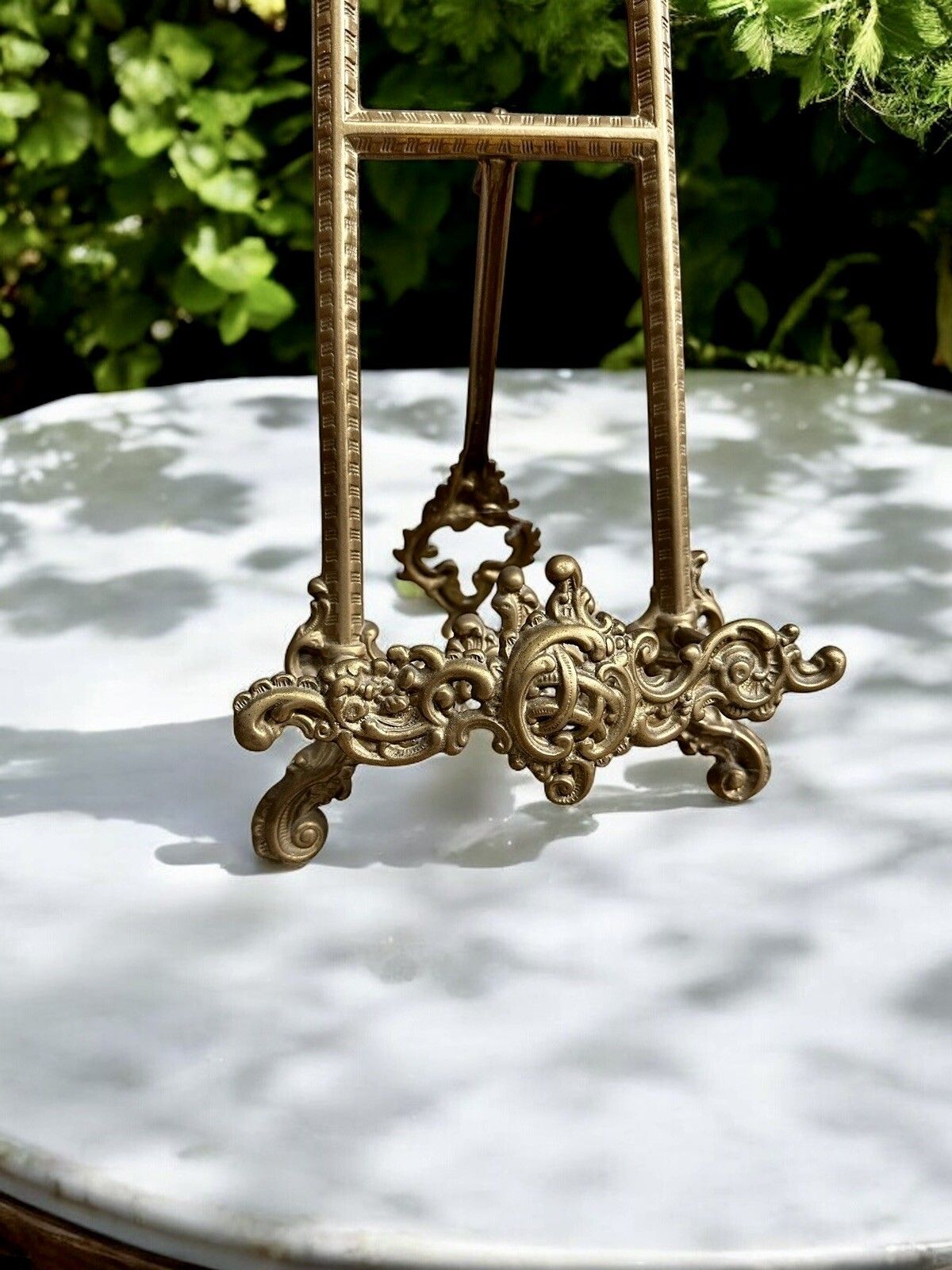 French Rococo Old Large 16" Brass Picture Stand Art Easel Painting  Photo photo Home Decor
