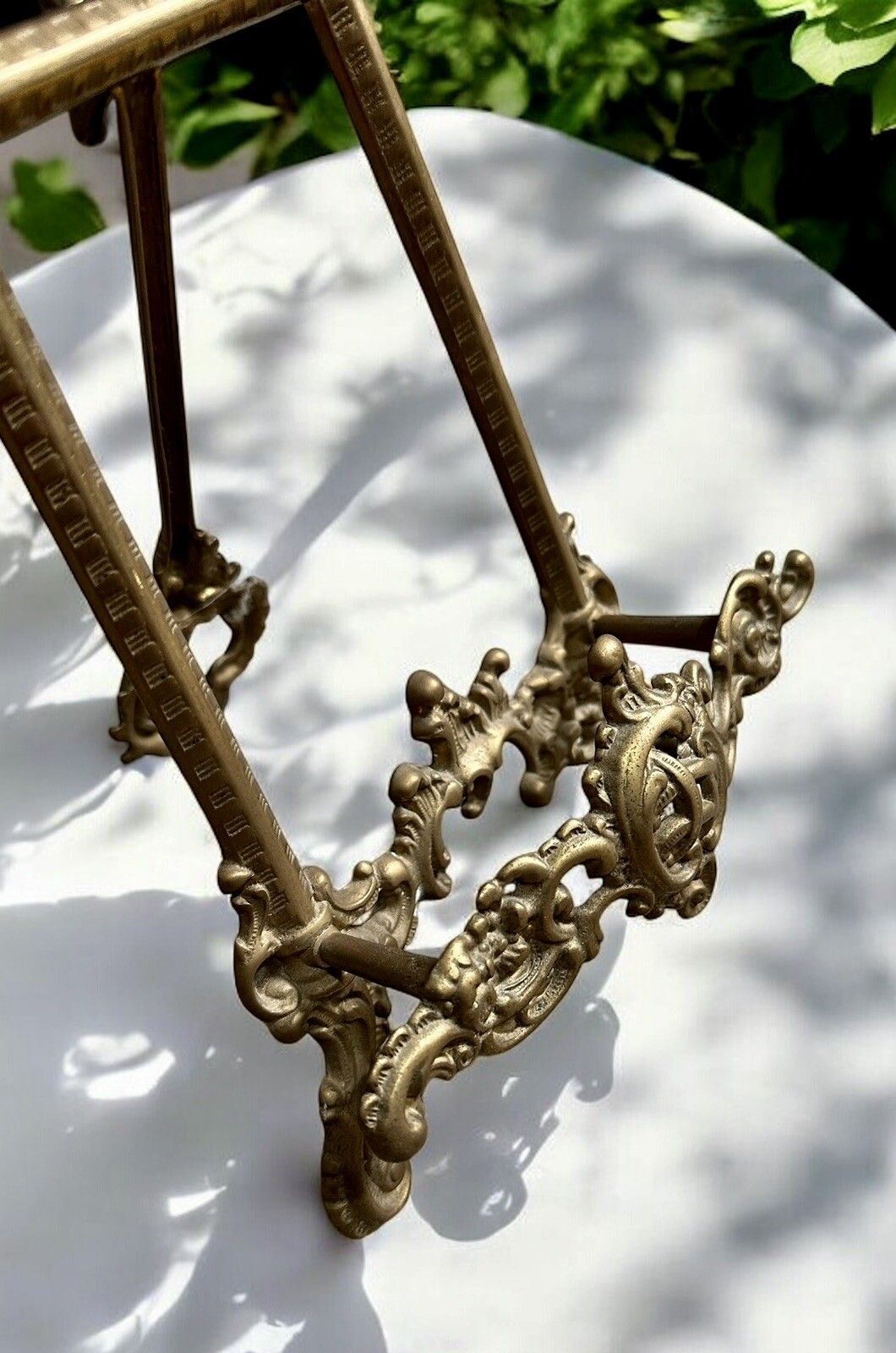 French Rococo Old Large 16" Brass Picture Stand Art Easel Painting  Photo photo 60.0