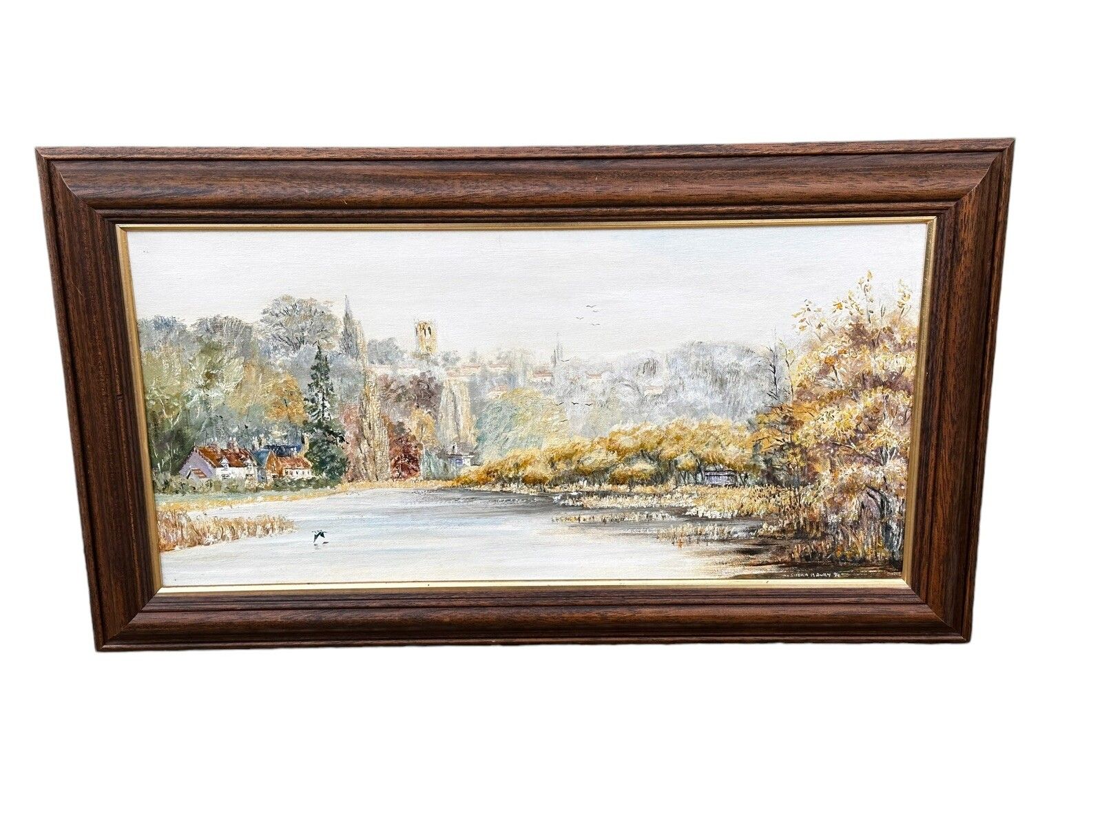 Original Signed Oil Landscape Painting Yorkshire Scene 89cm By 51cm photo for sale