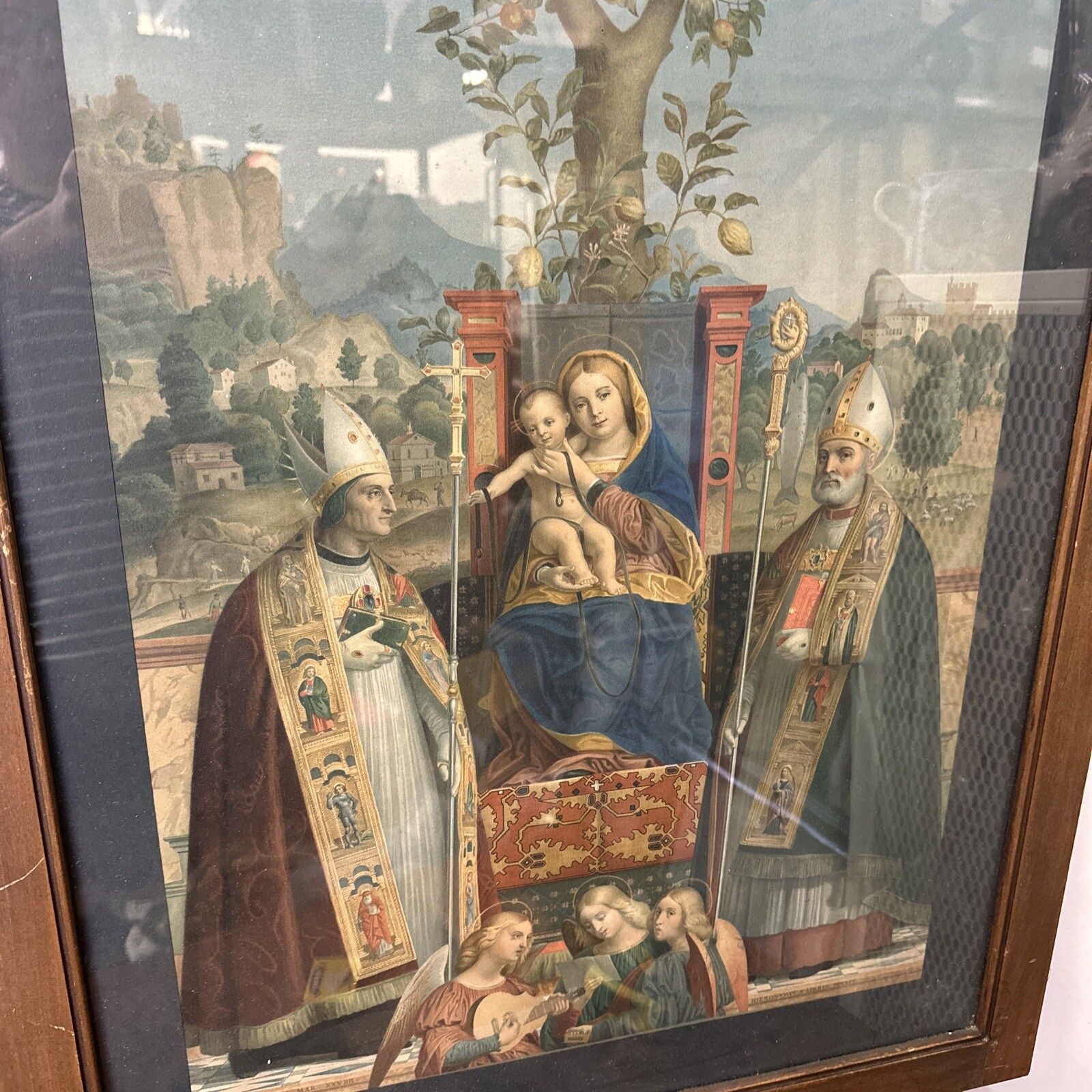 Virgin And Child With Saint Lorenzo Giustiniani And Zeno, Arundel Society Print photo furniture