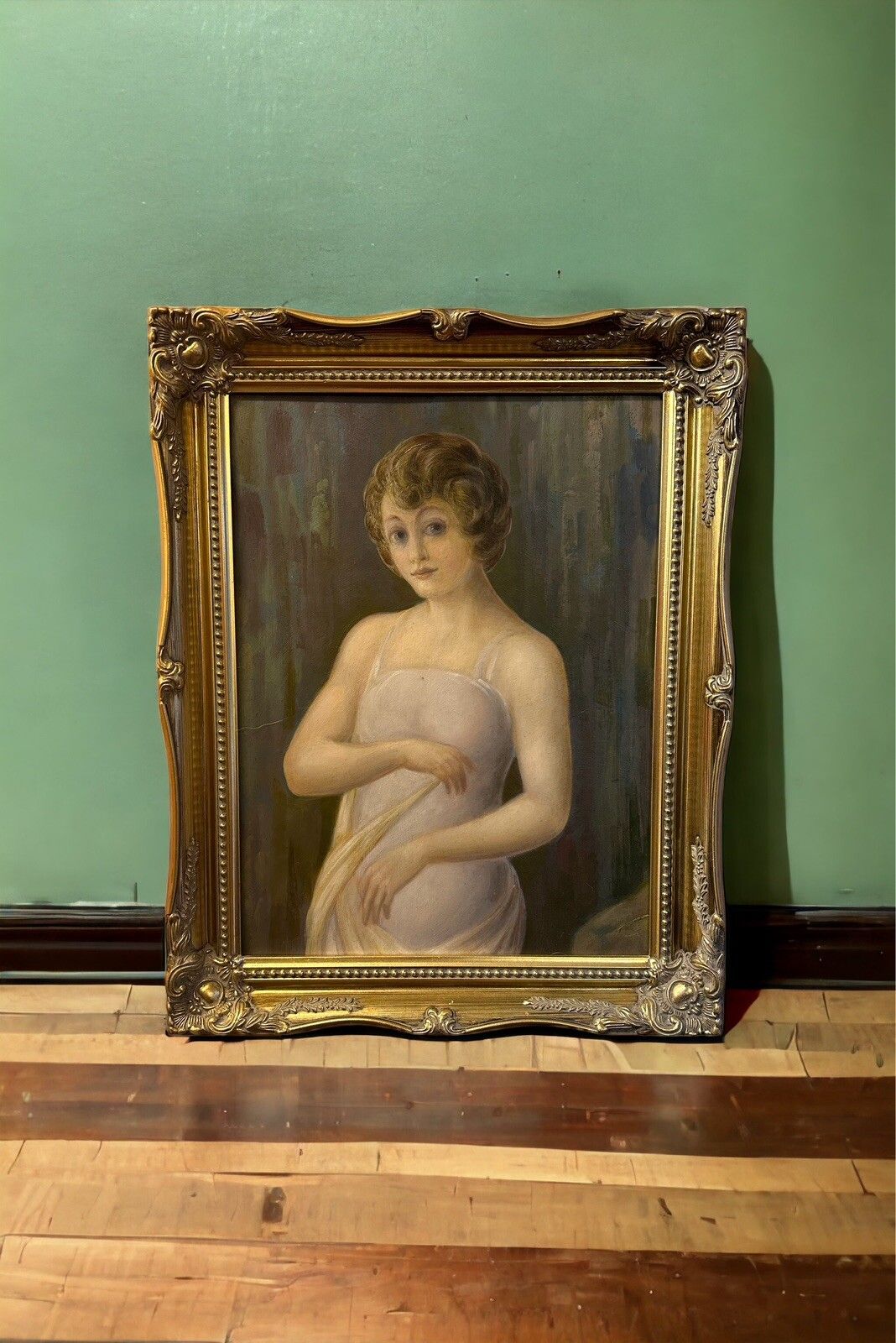 Vintage Original Oil On Board Of A Beautiful Lady 50cm By 40cm