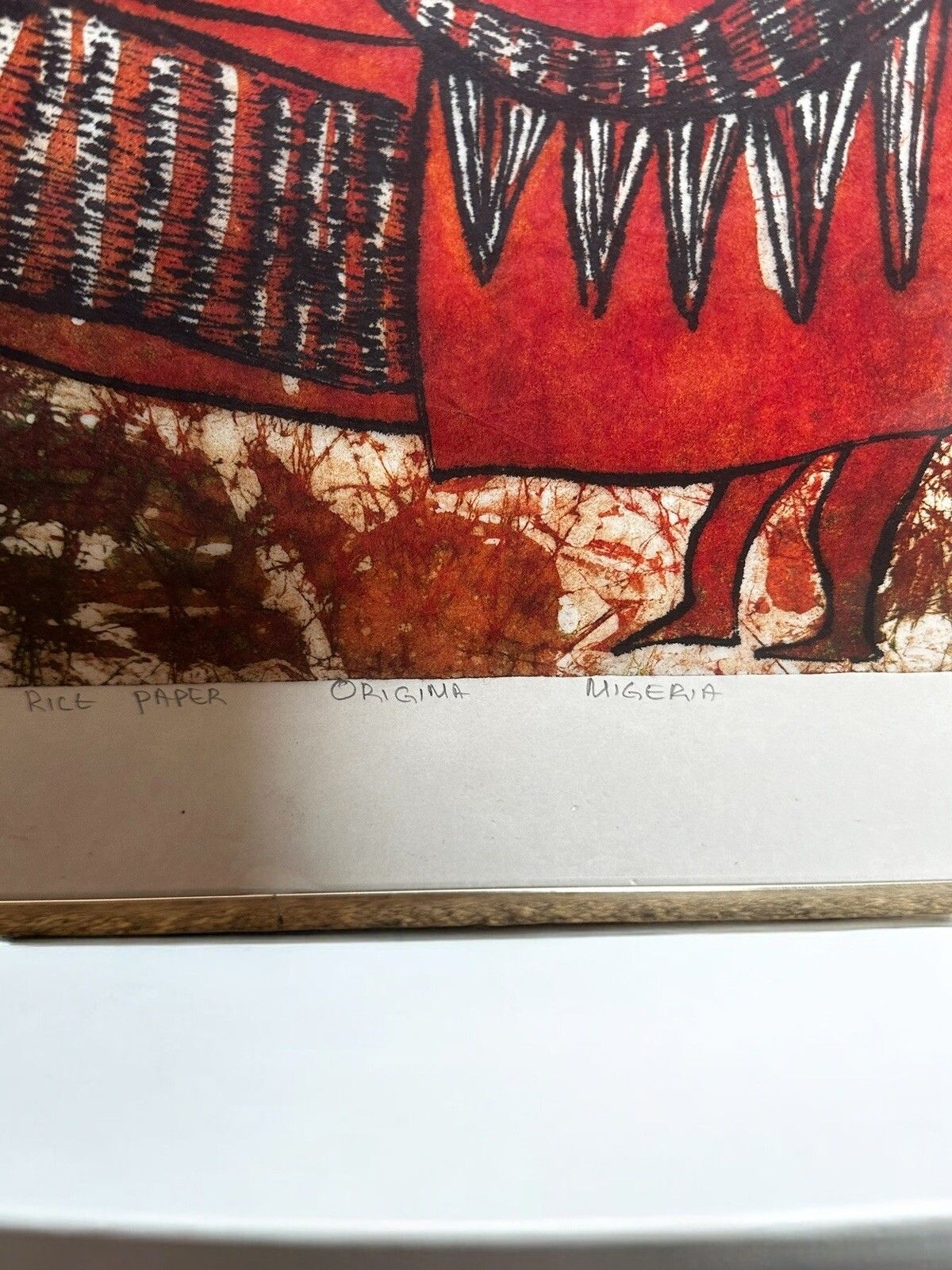 Vintage Original Nigerian Painting On Rice Paper “ The Fruit Seller” 63 By 46cm photo Art