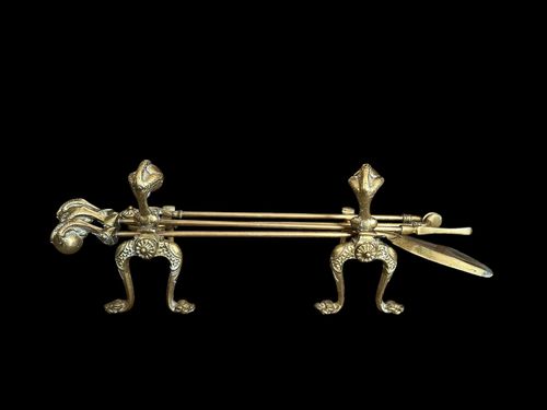 19th Century Brass Fireside Companion Set Androids Country House Interior