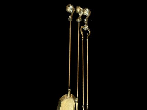 19th Century Brass Fireside Companion Set Androids Country House Interior photo 265.0