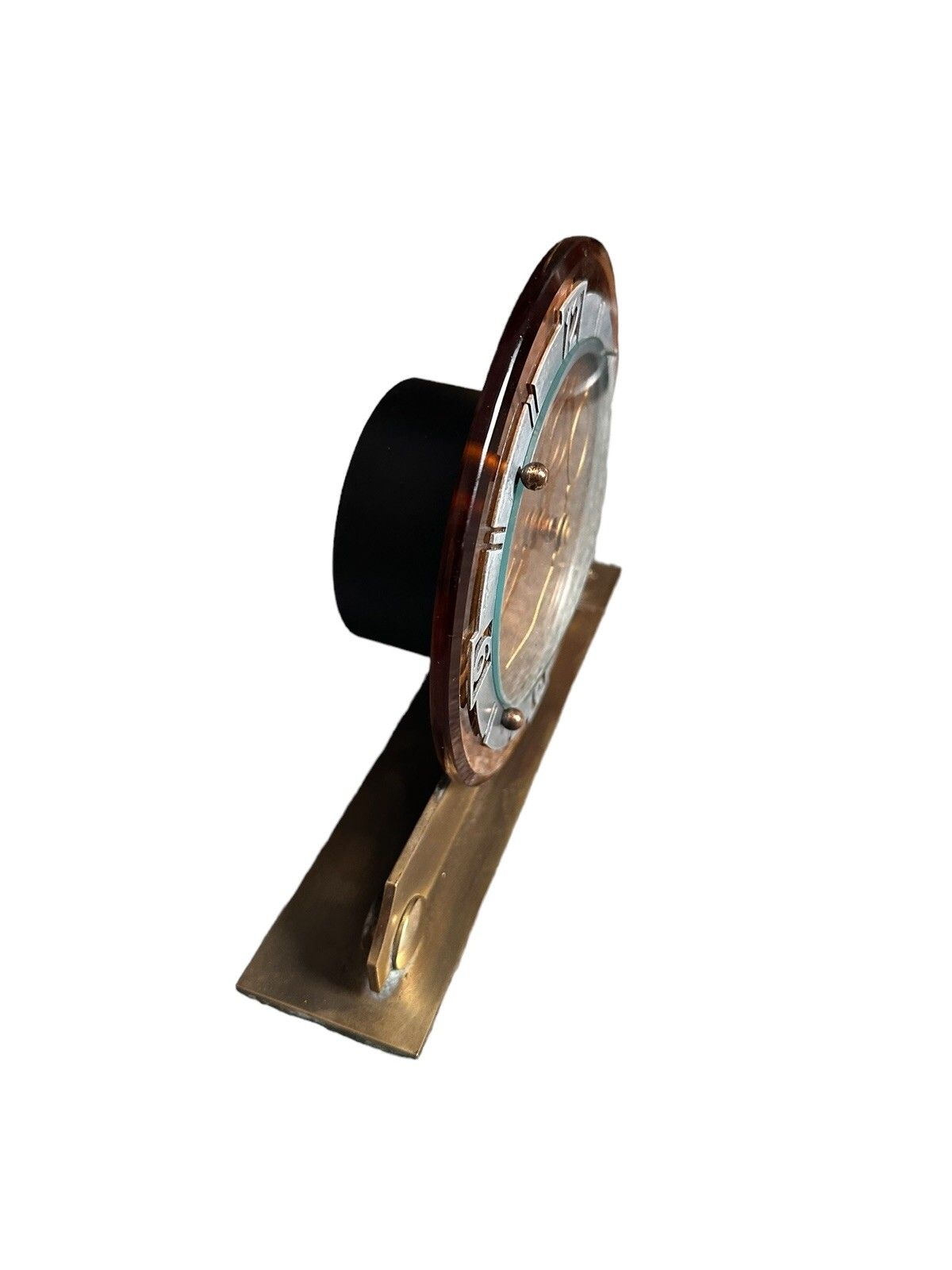 Art Deco Glamourous Mechanical 8 Day Peach Glass Mirror Clock, English, C1930s photo Home Decor