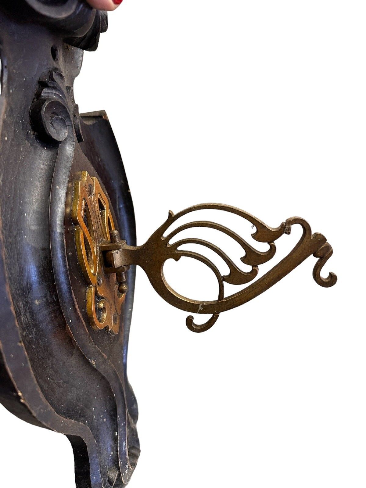 Victorian Antique Wall Hanging Carved Wooden Shield Shape Lantern Holder photo for sale