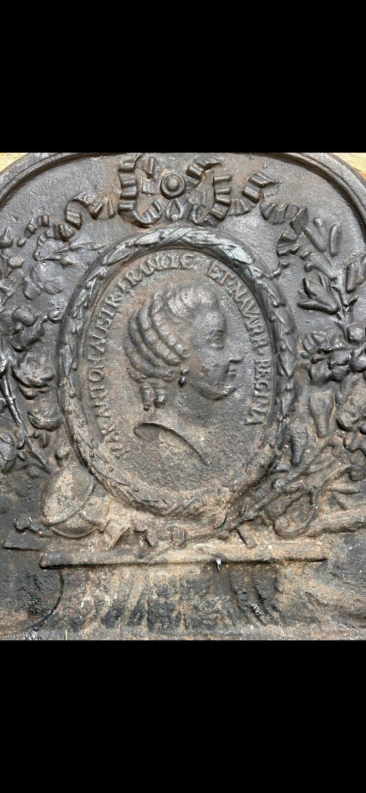 Antique French Cast Iron Fireback French Princess photo furniture