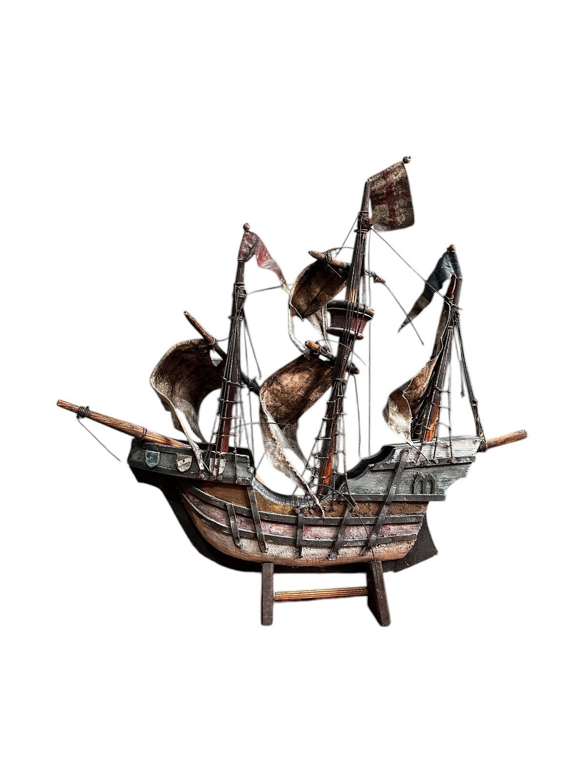 Galleon Antique Wooden Model Nautical Scratch Built Fantastic photo furniture
