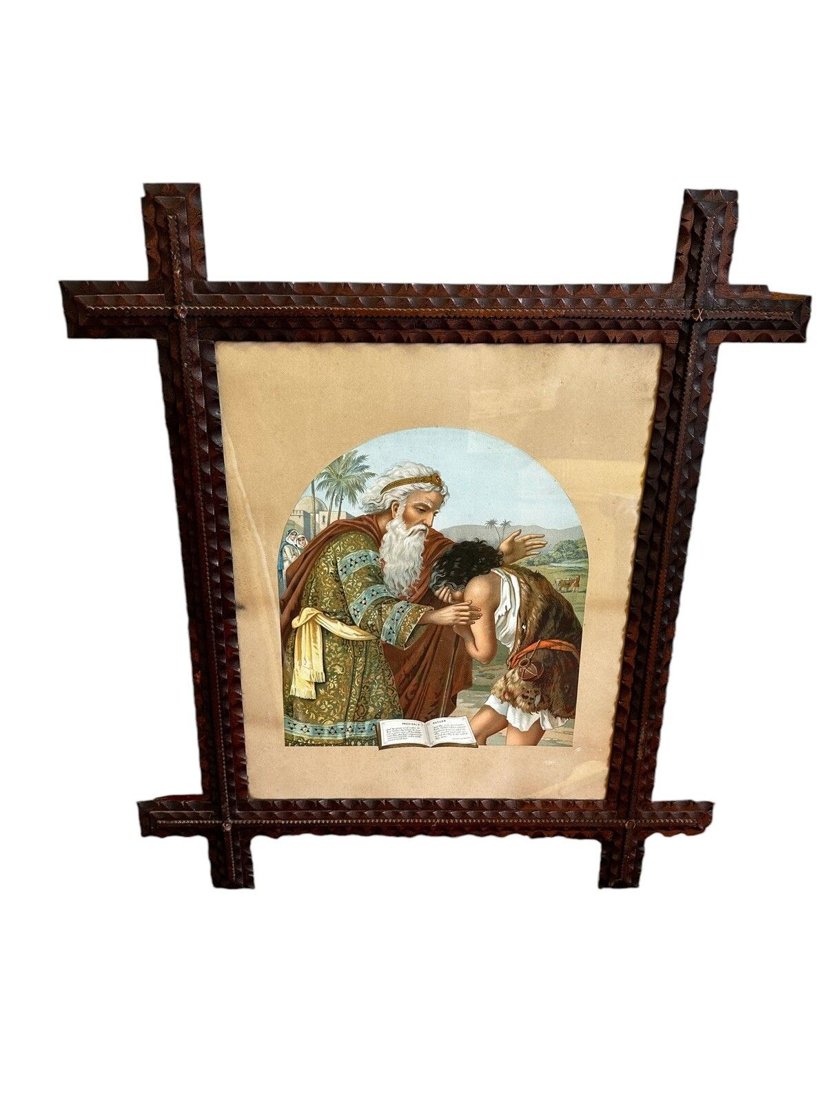 Antique Religious Printing Original Frame 77cm By 66cm photo furniture