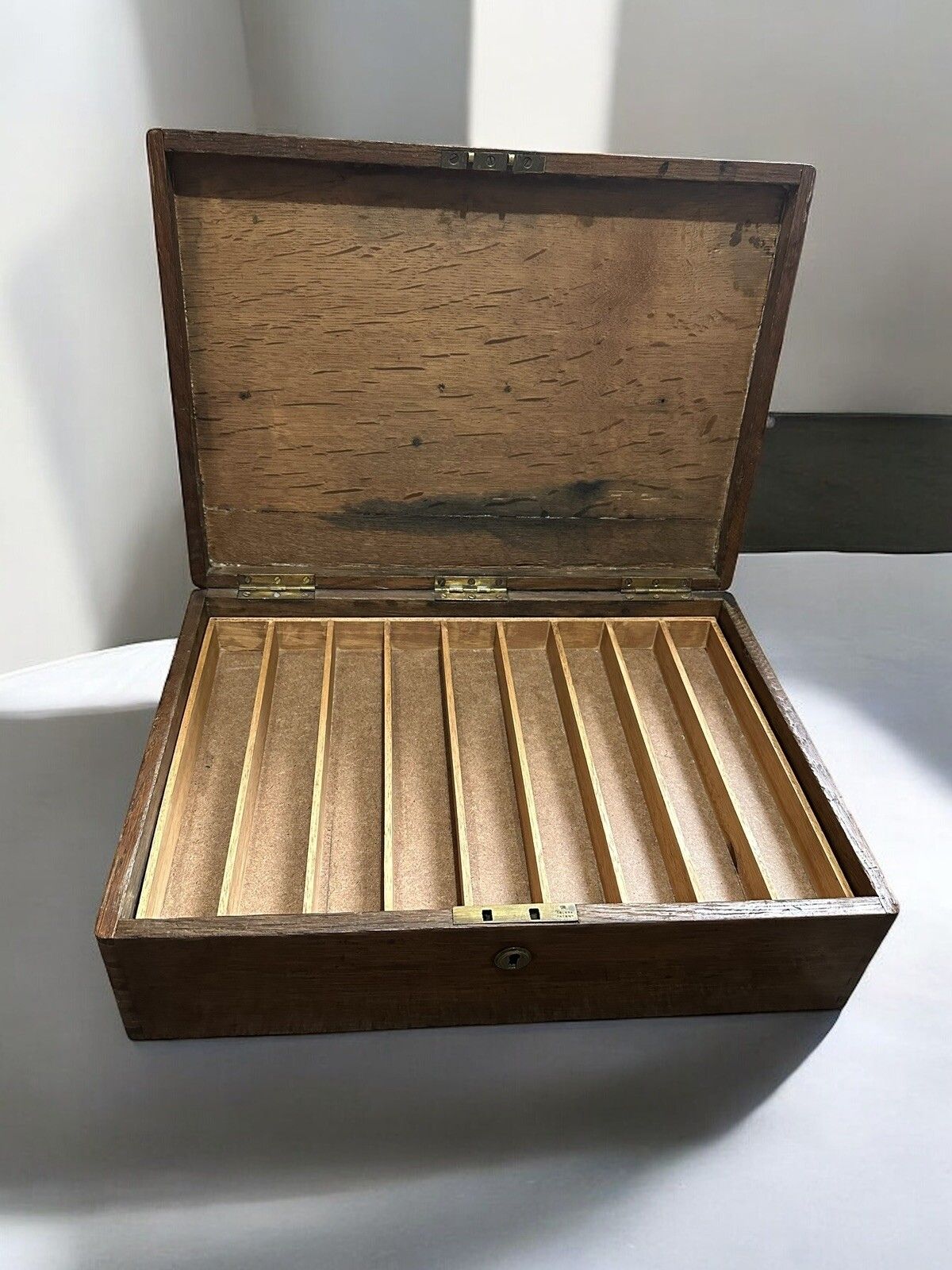 Antique Oak Box With Two Tier Storage Speciman Saleman Artist Etc photo furniture