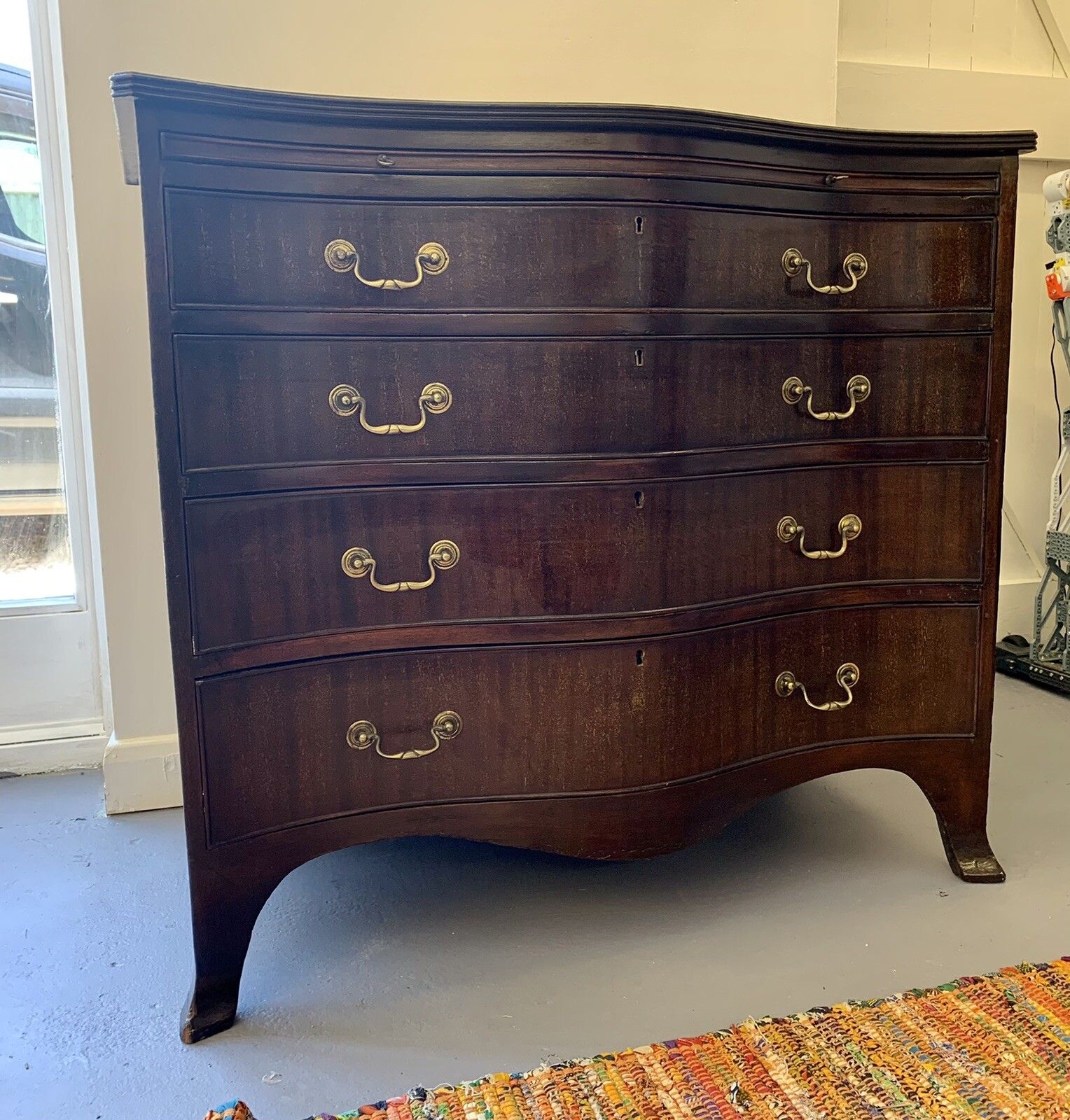 Vintage Georgian Style English Mahogany Serpentine Desk Chest Of Drawers photo furniture
