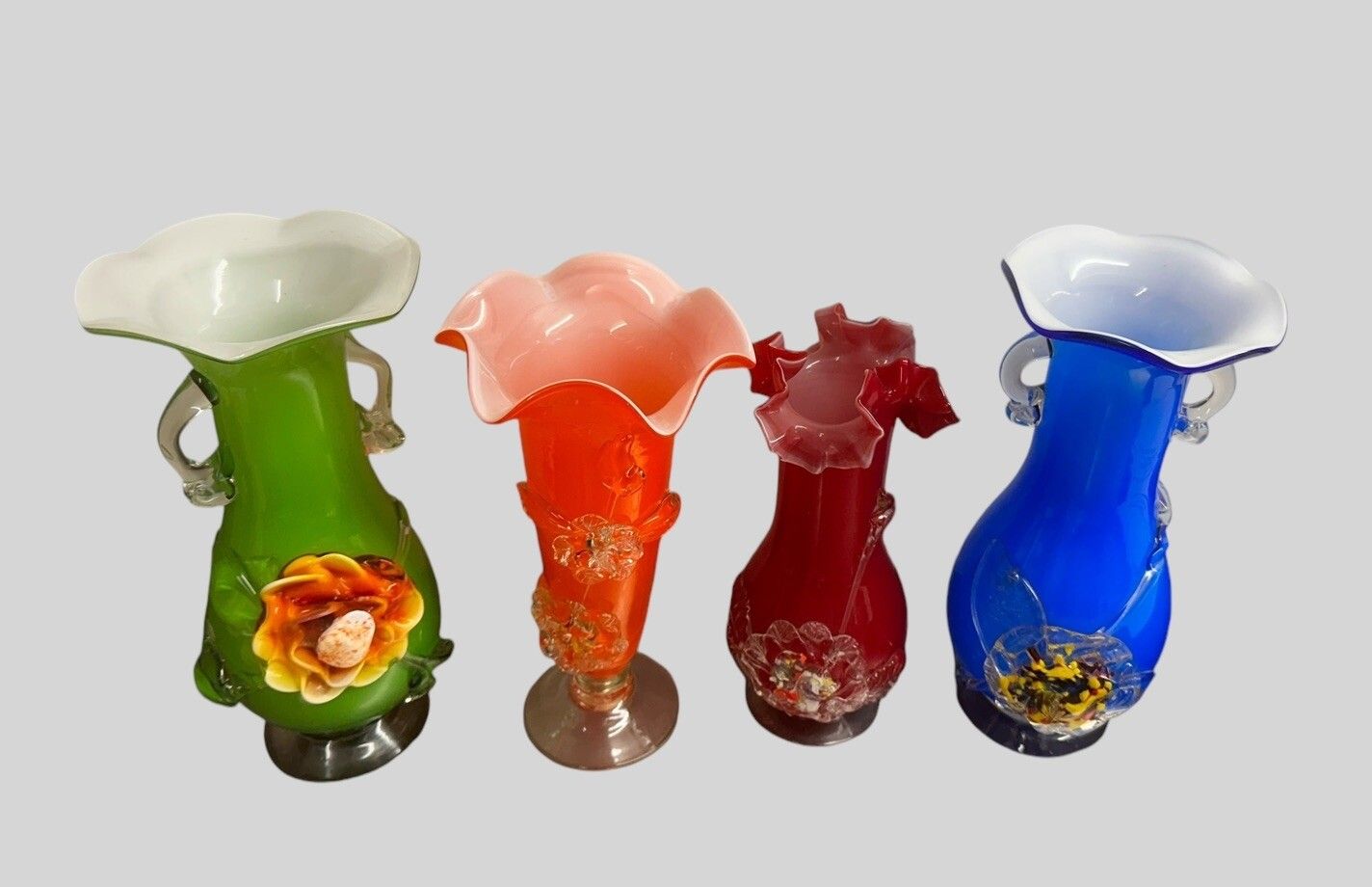 Mid Century Italian Coloured Glass Vase Collection  Pontil Mark  Interior Design photo furniture