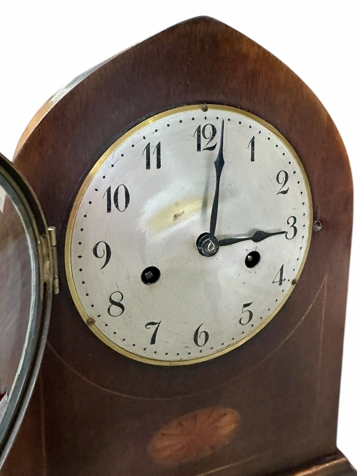Edwardian Inlaid Mahogany Lancet Top Mantel Clock photo Home Decor