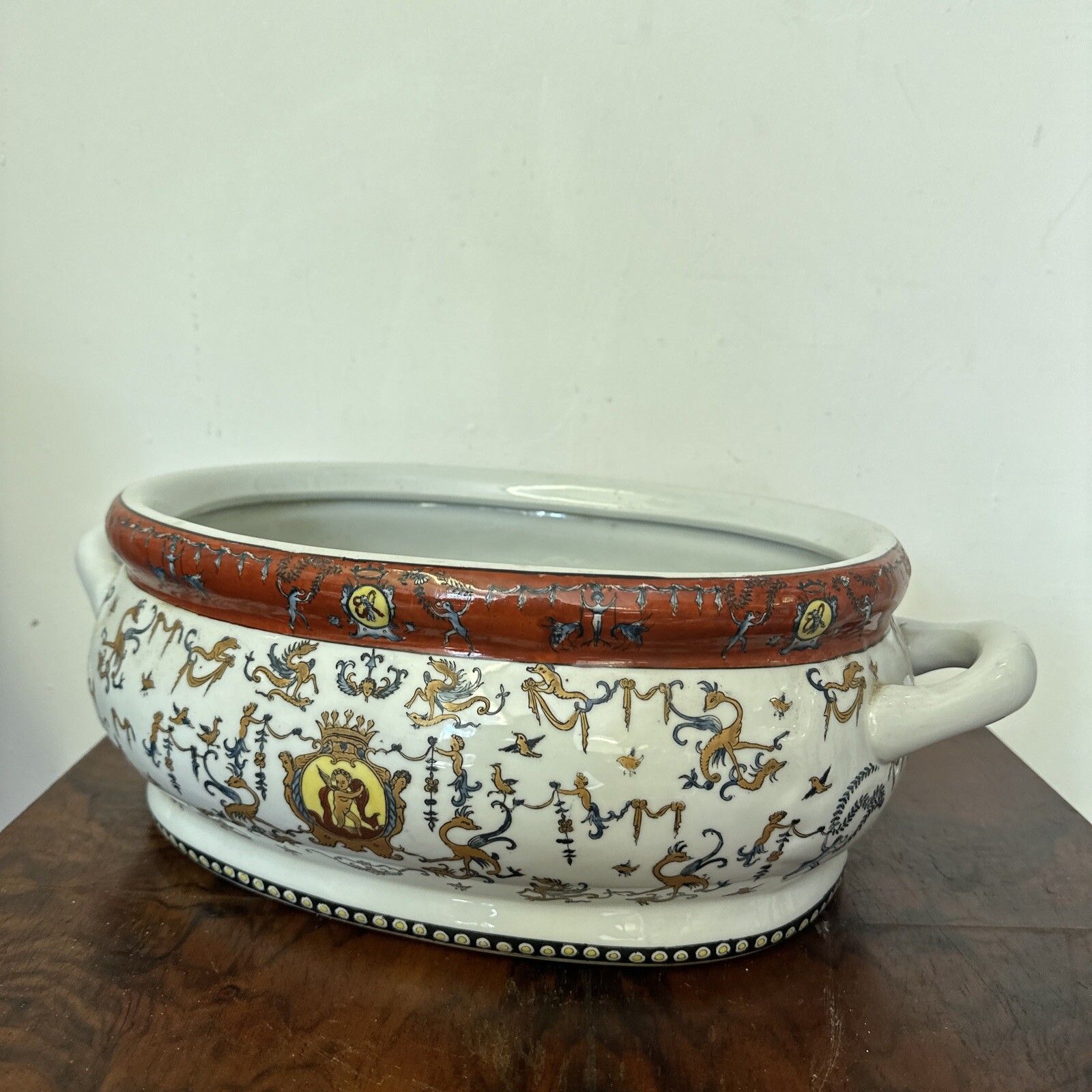 Chinese Toussi Court Badge Porcelain Plate Painted Art Pottery Large Centrepiece photo buy