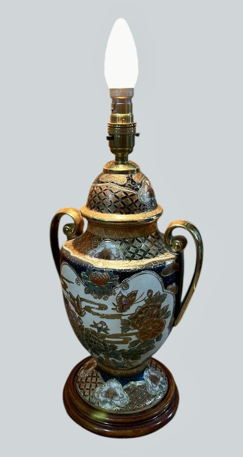 Gorgeous Oriental Ceramic Ginger Jar Urn Table Lamp Hand Painted 38cm photo vinterior