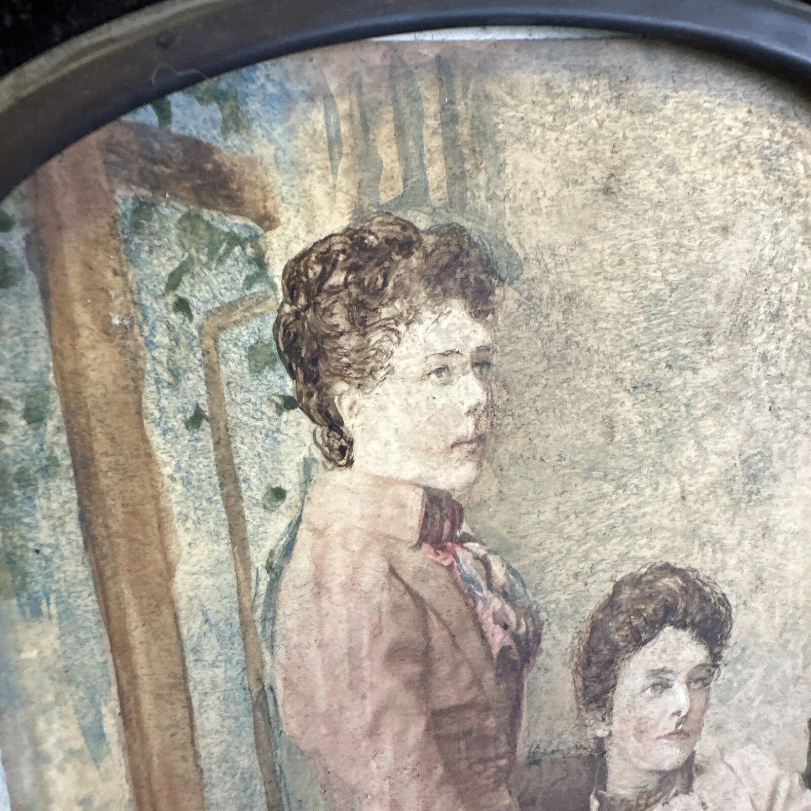 Antique Victorian Velvet Framed Hand, Painted Portrait photo buy