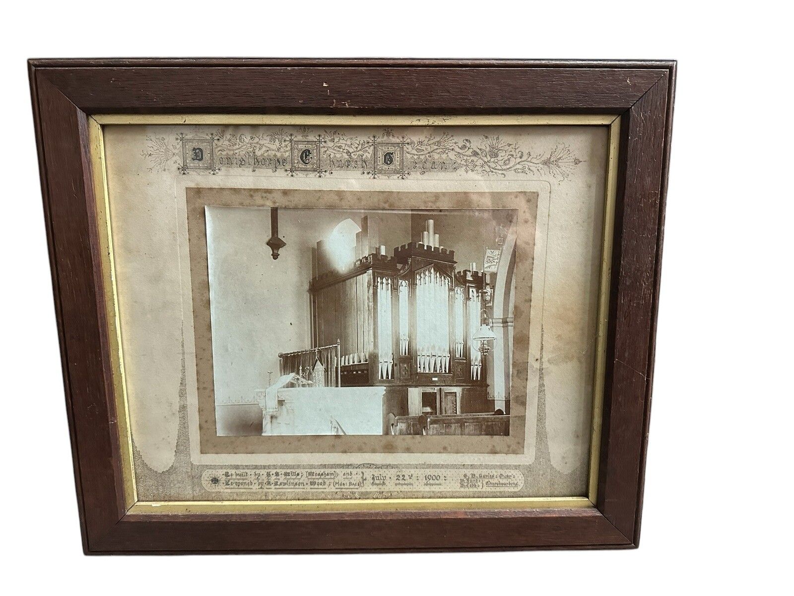 Original Victorian Photograph Of Donisthorpe English Church Reopening Framed photo furniture