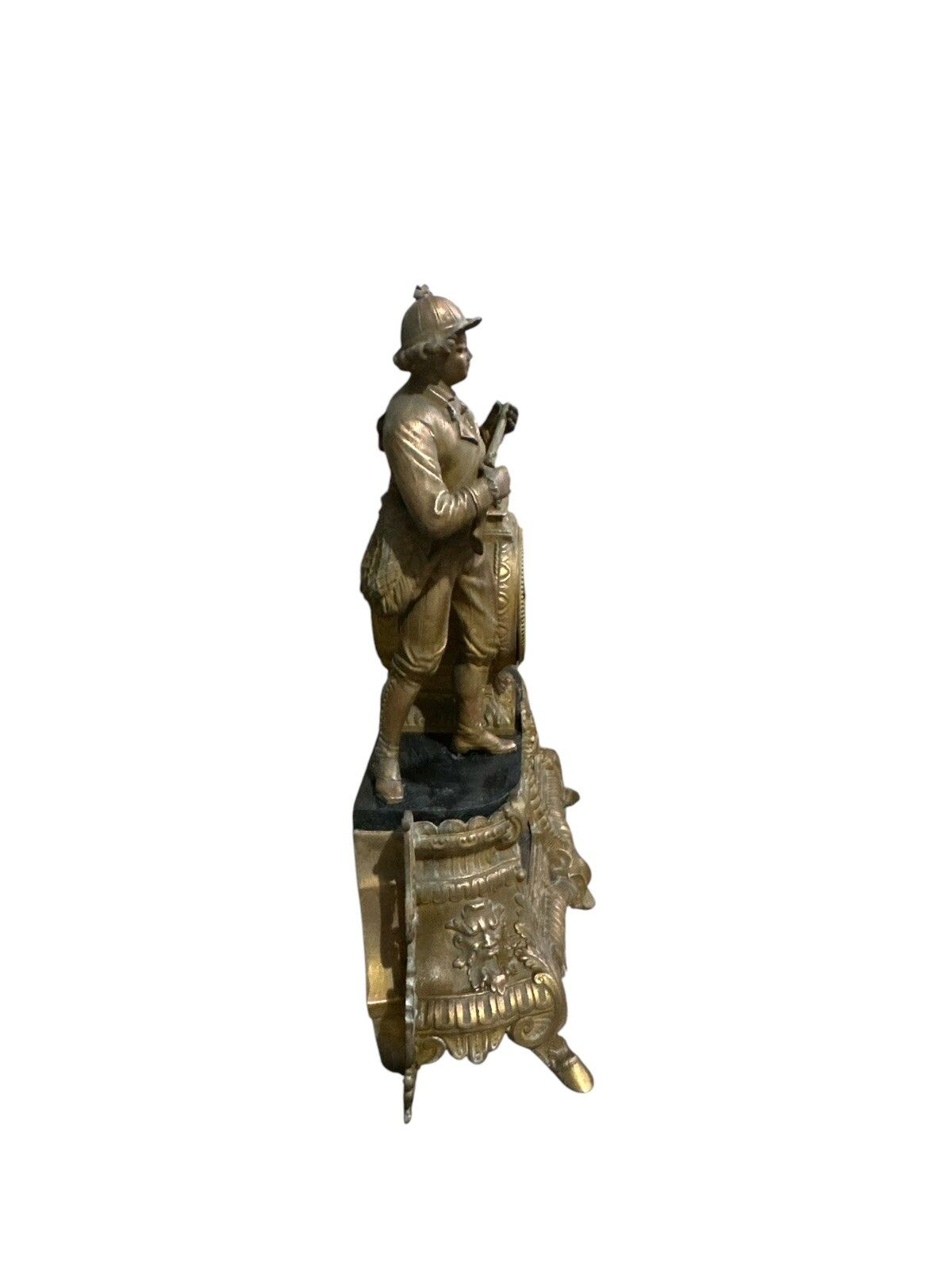 F Marti French Figural Bell Chime Mantle Clock Country House photo vinterior