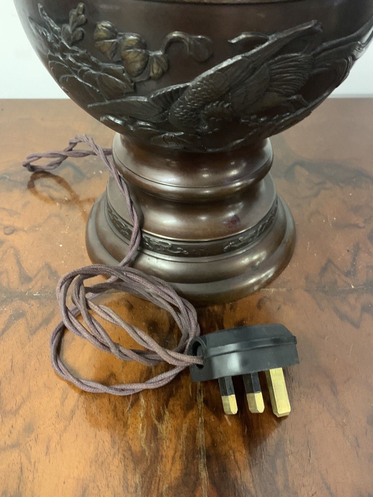 Antique Large Oriental Bronze Urn Shape Vase Table Lamp And 53cm High photo buy