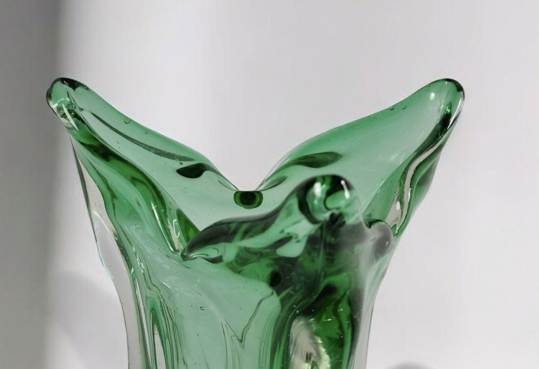 Czech Green Glass Vase Attributed To Jan Beranek 30cm High photo Home Decor