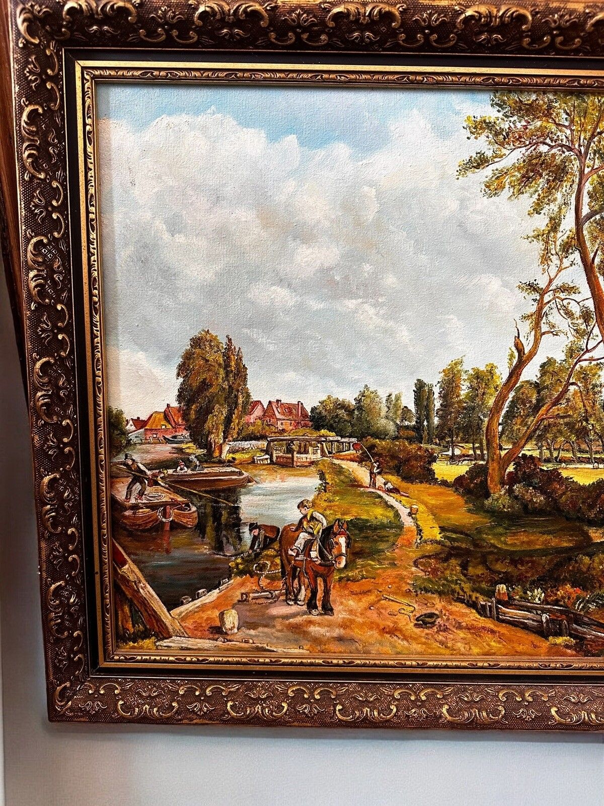 Original Oil On Canvas By Listed Artist R. Wignall After John Constable 60x49cm photo furniture